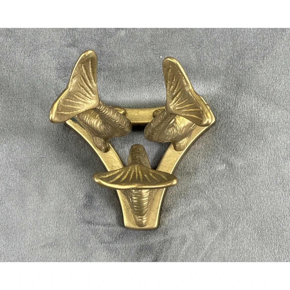 Vintage Solid Brass Three Dolphin Marble or Egg (not Included) Stand Charity